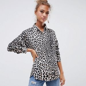 ASOS Influence leopard Print Button down top